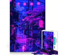 Japanese Neon Street Anime Jigsaw 1000 Pieces for Adults Calm Daily True Detail Joyful Challenge Perfect Art (50x75cm)