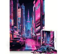 Japanese Neon Tokyo City 1000 Piece Jigsaws for Teenagers Brain Calisthen Stress Less Pattern Assemble Home Art (50x75cm)
