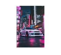 Japanese Neon Tokyo Drift Jdm Car S15 Car Posters for Bedroom Car Wall Decor for Mens Room Decor Aesthetic Canvas Wall Art Prints Pictures Paintings Framed Unframed 16x24inch(40x60cm)
