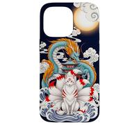 Japanese Nine Tailed Kitsune Fox Dragon Pagoda Mythical Tee Case for iPhone 14 Pro Max