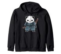 Japanese Ninja Art and Japan Samurai Panda Bear Zip Hoodie