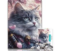 Japanese Ninja Cat 1000 Piece Jigsaw Puzzle for Adults Teens,Decompressing Intellectual Educational Toy Secret Santa Gifts (38x26cm)