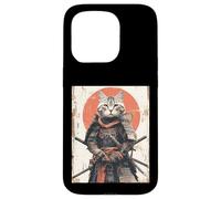 Japanese Ninja Cat Samurai Warrior Anime Ukiyo Kitty Case for iPhone 15 Pro
