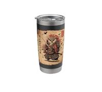 Japanese Ninja Owl, Samurai Ukiyo-e Warrior Owl Anime Stainless Steel Insulated Tumbler