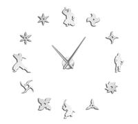 Japanese Ninja Silent Large DIY Wall Clock Shuriken Hidden Weapons Design Comic Fan Room Warrior Decor User-defined Clock Watch(Silver,27inch)
