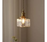 Japanese Nordic Modern Water Ripple Glass Pendant Light Creative Ice Cube Design Single Head Transparent Mini Hanging Lamp for Home Decor and Ambient Lighting