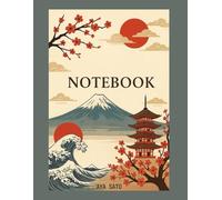 Japanese Notebook - Grey Green Edition: Minimalist Writing Journal with Pagoda & Wave Design | Soft Grey Lined Pages for Daily Notes & Reflection