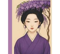 Japanese Notebook with Purple Geisha Art - College Ruled Aesthetic Journal for Women & Girls - Soft Matte Writing Notebook for Journaling, Notes, Poetry, and Creative Reflection - Japanese Stationary