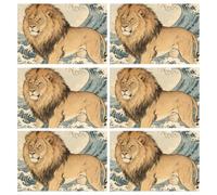 Japanese Ocean Sea Wave Lion modern thick placemats for dining table plate placemat toddler place mats indoor dining set of 6 12x18