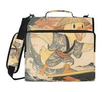 Japanese Ocean Sea Wave Surfing Duck 3 Ringing Sturdy Zipper Binder with Handle Includes Zip Pocket Document Organizer Bag for Middle School Gestor de encuadernación de documentos