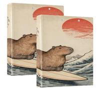 Japanese Ocean Sea Wave Surfing Groundhog One and A Half Inch Binder 3-Ringing with Clipboard 1/2 Pack Aesthetic Binder Hardcover