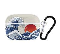Japanese Ocean Sunset Print Case Cover for AirPods Pro Case 2nd/1st Generation with Key Chain Full Protective Durable Shockproof Wireless Headphone Case PC Hard
