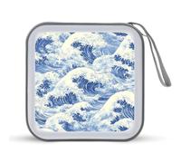 Japanese Ocean Waves Portable CD Case Holder 48 Capacity Travel DVD Storage Boxs Wallet Bag
