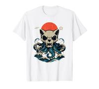 Japanese Octopus Cat Red Sun Ocean Wave Art Value Graphic T-Shirt