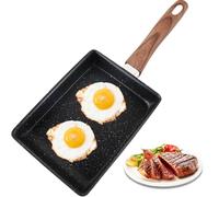 Japanese Omelette Pan, Square Fried Egg Pan, Omelette Pan Non Stick, Egg Frying Pan with Wooden Handle for Pancake, Crepe, Fried Egg