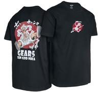 Japanese One Ruffy Piece Monkey Luffy Sun God Nika Gear 5 Devil Fruit Anime Fans Premium 100% Cotton Crew Neck Short Sleeve Men's T-Shirt(Black，XXL)