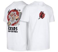 Japanese One Ruffy Piece Monkey Luffy Sun God Nika Gear 5 Devil Fruit Anime Fans Premium 100% Cotton Crew Neck Short Sleeve Men's T-Shirt(White，XXL)