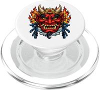 Japanese Oni Demon Mask Samurai Folklore Art PopSockets PopGrip for MagSafe