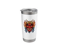Japanese Oni Demon Mask Samurai Folklore Art Stainless Steel Insulated Tumbler