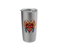 Japanese Oni Demon Mask Samurai Folklore Art Stainless Steel Insulated Tumbler
