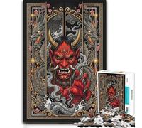 Japanese Oni Demon with Twin Dragons Jigsaw Puzzle for Adults, 500 Pieces | A focused indoor hobby: focused tabletop leisure alone or together.