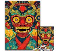 Japanese Oni Yokai Mask Art Jigsaw Puzzles for Adults 1000 Piece Puzzles for Adults Perfect for Teenagers Family Bonding Brain Teaser DIY Home Decor Gift 1000 PCS(75x50cm)