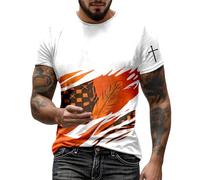 Japanese Orange Print Design Short Sleeve T-Shirt for Men with Modern Style High, White, XL