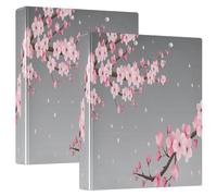 Japanese Oriental Cherry Blossom 3 D-Ring Binder A4 2 Pack with 200 Sheet for Kids School Supplies Women Men Office