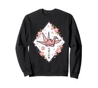 Japanese Origami Crane - Kawaii Orizuru - Cherry Blossoms Sweatshirt