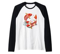 Japanese Origami Koi Asian Fish Art Cherry Blossoms Raglan Baseball Tee