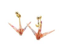 Japanese Origami Stud Earrings (local Limited Package/New Ver.) Hypoallergenic with a Case Surgical Stainless Steel/for Women Unisex, 1.57 inches x 1.18 inches, Washi Surgical Stainless Steel, No