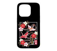 Japanese Origami Swan & Flower Art Case for iPhone 15 Pro