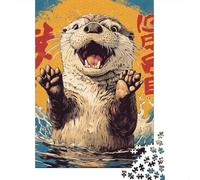 Japanese Otter 500 Piece Jigsaw Puzzle 500 Piece Jigsaw Puzzles for Adults & Families- Wooden Jigsaw Puzzles for Adults Kids Gifts 500pcs (52x38cm)