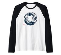 Japanese Otters Zen Circle Ocean Nature Raglan Baseball Tee
