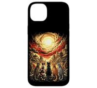 Japanese Pagoda Cats Anime Manga Retro Vintage Aesthetic Case for iPhone 14 Plus