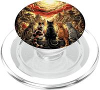 Japanese Pagoda Cats Anime Manga Retro Vintage Aesthetic PopSockets PopGrip for MagSafe