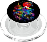 Japanese Pagoda Fuji Mountain Sun Landscape Art PopSockets PopGrip for MagSafe