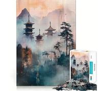 Japanese Pagoda Landscape Jigsaw Puzzles 1000 Pieces for Adults Stress Free Home Play Enjoyable Challenge Furniture Decor (50x75cm)