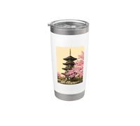Japanese Pagoda Temple Cherry Blossom Tree Spring Stainless Steel Insulated Tumbler