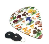 Japanese Painting mushroom Guitar Picks, 6 Pcs Guitar Plectrums double-sided printing, suitable for acoustic, electric and bass guitars, including 0.46 mm 0.71 mm 0.96 mm