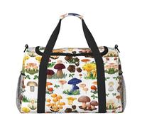 Japanese Painting mushroom Hand Travel Bag - Large Reusable Shopping Tote Bag, Perfect for Outdoor Activities, Sports, Camping & Groceries, Black, One Size