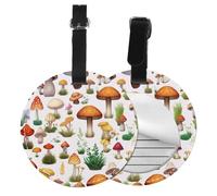 Japanese Painting Mushroom Luggage Tag for Suitcases Round Travel Labels with A Beautiful and Eye Catching Pattern for Easy Identification, 4 PCS, 10771-1