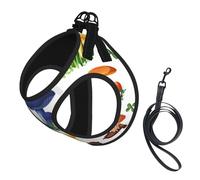 Japanese Painting Mushroom,Pet Harness,Adjustable Reflective Dog Harness,Pet Leash Vest,L