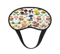 Japanese Painting Mushroom Print Blackout Sleep Mask - Side Sleeper Eye Cover, Soft Comfort, Perfect for Travel, Meditation