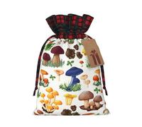 Japanese Painting Mushroom Print Christmas Drawstring Eco-Friendly Gift Bags For Festive Birthday Wrapping Needs