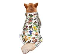 Japanese Painting Mushroom Print Dog Winter Coat Plush Coat Hooded Cloak Costume Multi-Use Pet Blanket Cover for Small Dogs Cats Outfits.