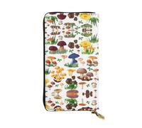 Japanese Painting mushroom Print Leather Long Clutch Wallet – Fashionable Personalized Wallet, Multiple Card Slots, Gift Ready, Black, One Size