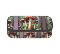 Japanese Painting Mushroom Print Pencil Case,Large Capacity Pencil Case,Multi-Purpose Makeup Pouch with Zipper