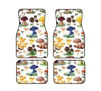 Japanese Painting mushroom Print Vehicle Foot Mat Set 4 Pieces Floor Mats Waterproof Anti-Slip Cars Trucks SUV Vans