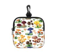 Japanese Painting Mushroom Square Zipper Pouch with All-Over Print,Waterproof Small Organizer Bag, Lightweight Durable for Coins,Cards, Keys for Travel Daily Use